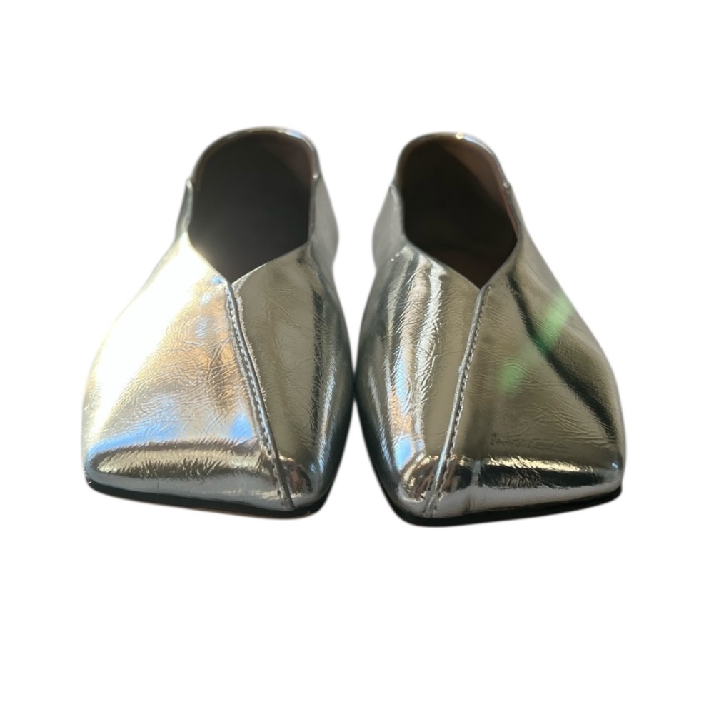 Pomoxikn Square Toe Metallic Silver Ballet Flats Women’s Size 6 - Picture 2 of 9